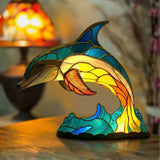 Delfínek - Lampa z vitráží